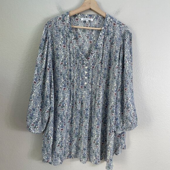 Rose+Olive Womens 3X Floral Print V-Neck Blouse 100% Polyester Made In China - Picture 7 of 10